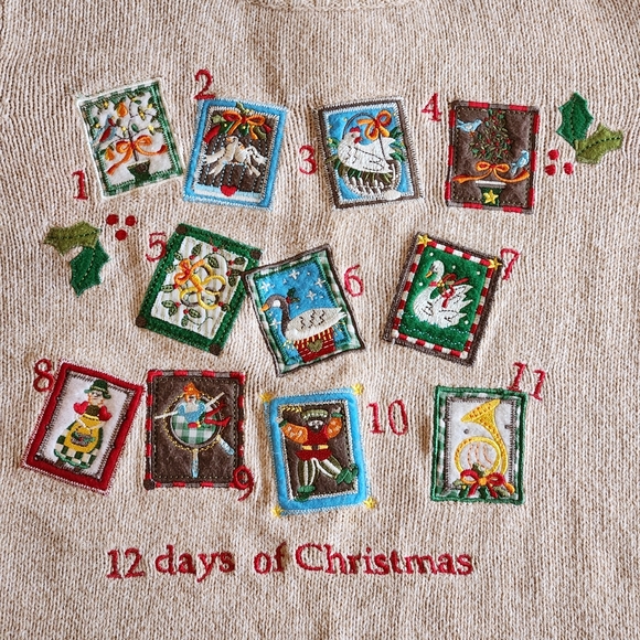 VTG Christopher & Banks 12 Days of Christmas Sweater  Size M - Picture 2 of 9